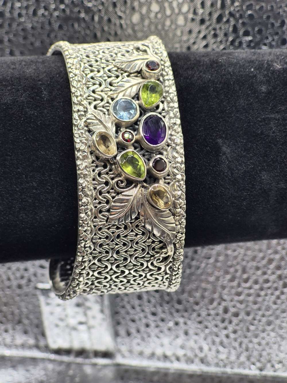 Bali Legacy Genuine Multi Gemstone Garden Of Bali Borobudur Cuff Bracelet